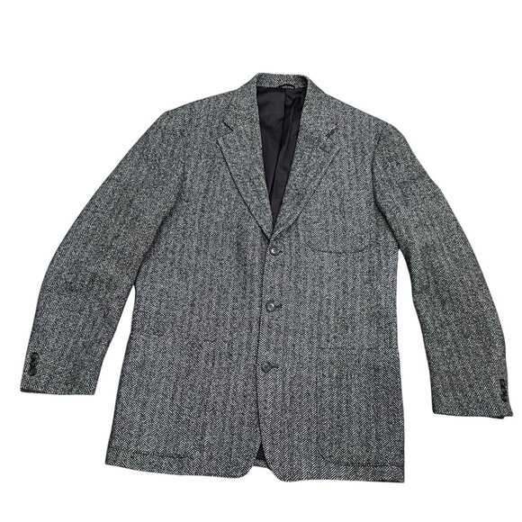 J Crew Men's Wool Herringbone Blazer Jacket, Black, 40L - Picture 8 of 8